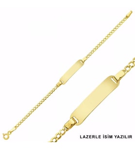 Altın Çocuk Bileklik Lazerle İsim Yazılır