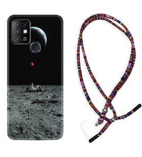 INFINIX Hot 8 9 10 11S Hot 10 Play 10T Kılıf Boyun Asklı Rasta Silikon Astronoot Red Baloon 1608