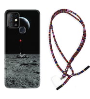 INFINIX Hot 8 9 10 11S Hot 10 Play 10T Kılıf Boyun Asklı Rasta Silikon Astronoot Red Baloon 1608