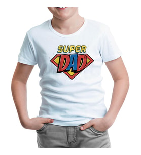 Super Dad Logo Beyaz Çocuk Tshirt
