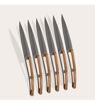 6 Deejo Steak Knives Serrated, Olive Wood Bıçak Seti (Kahverengi)