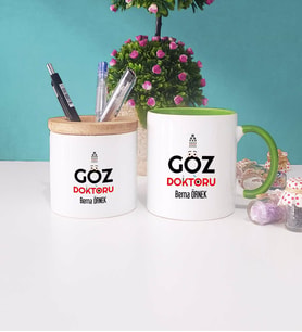 Göz Doktoru Kupa Bardak Yeşil ve Kalemlik