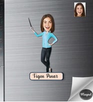 Kişiye Özel Öğretmen Kadın Ahşap Magnet -12