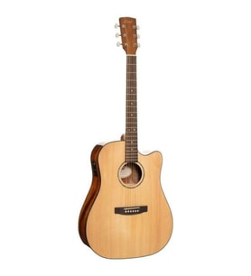 Cort Earth60CENAT Elektro Akustik Gitar - Natürel (Başlangıç/Orta Seviye)  Masif Ladin Üst Kapak, Maun Arka ve Yanlar, Kesik Kasa Formu ve Dahili Elektronik