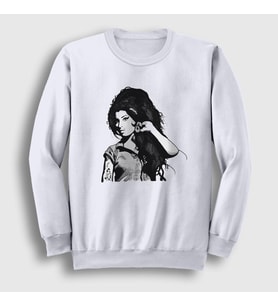 Presmono Unisex Beyaz Retro Amy Winehouse Sweatshirt 152161tt