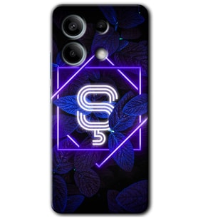 Redmi Note 13 5G Kılıf HD Desen Baskılı Kılıf - Dark Neon Yaprak Ş Harfi