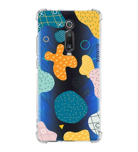 Xiaomi Redmi K20 Pro Köşe Korumalı Antişok Kapak Geometrik Şekiller Tasarımlı Şeffaf Silikon Kılıf