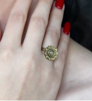 Doğal Taş Sitrin Yuvarlak Doğal Taşlı Antik Model Kadın Ayarlanabillir Yüzük euy92s (Sarı)