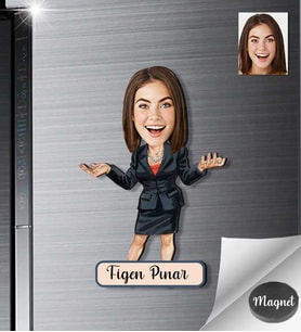 Kişiye Özel İş Kadını Ahşap Magnet -1