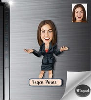 Kişiye Özel İş Kadını Ahşap Magnet -1