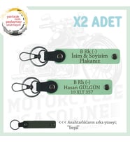 Efsane Motorculara Özel, İsim Plaka ve  B Rh (-) Kan Grubu Anlamlı Hediye x2 Anahtarlık, Yeşil-Ysl (Çok Renkli)