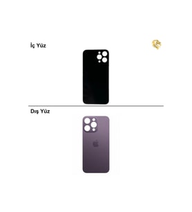 iPhone 14 PRO MAX Mor Renk Arka Kapak Arka Cam Batarya Kapağı Lazer Kesim Kapak Pil Kapağı