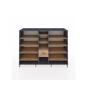 Kronos Dolap 11 Raflı 3 Çekmeceli  220x59x163 Antrasit-Çam
