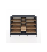 Kronos Dolap 11 Raflı 3 Çekmeceli  220x59x163 Antrasit-Çam