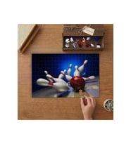 Bowling Oyunu- Devrilen Dubalar Tasarımı 240 parça Ahşap Puzzle Ahşap Kutuda MP00300