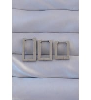 316L Çelik Gümüş Renk Dikdörtgen Küpe Seti 5886 - SSSSSS3471-9676