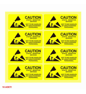 Antistatik Uyarı Etiketi 10 Adet 5x25mm Elektrostatik Elektrik Esd İkaz Dikkat Yapışkan Stiker