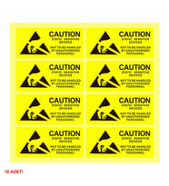Antistatik Uyarı Etiketi 10 Adet 5x25mm Elektrostatik Elektrik Esd İkaz Dikkat Yapışkan Stiker