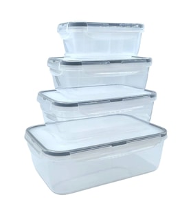 Durukar® 4lü İç İçe Sızdırmaz Contalı Kilitli Kapaklı Plastik Erzak Saklama Kapları LC315
