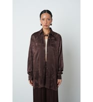 Kadın Kahverengi Desenli Oversize Tesettür Gömlek