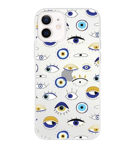 PrintiFy Apple  iPhone 12 Mini ile Uyumlu 1mm Slim Fit Nazar Boncuğu 2 Baskılı Şeffaf  Kılıf