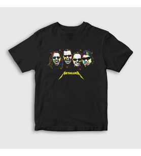 Presmono Unisex Çocuk Siyah Band Metallica T-Shirt 66499tt