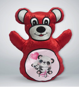BK Gift Sevimli Pandalar Tasarımlı Kırmızı Ayıcık Yastık-1