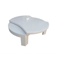 Orta sehpa 17616 Döner İÇBÜKEY OVAL İNOVATİF Model Kayın Retro Mdf Beyaz El Yapım