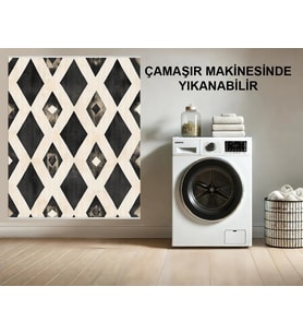 Makine Kaymaz Yıkanabilir Beyaz Bohem Salon Halısı Mutfak Halısı Koridor Halısı Yolluk 0626