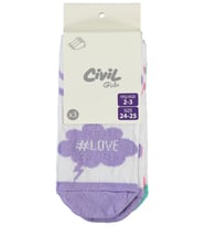 Civil Girls Motto 3'lü 2-12 Yaş Kız Patik Çorap - Standart 8-9 Yaş