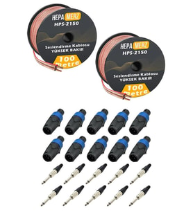 Hepa Merz Connection Paket-16 Hoparlör Kablosu Jack Speakon Konnektör Paketi
