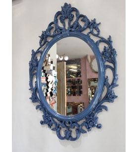 Ayna Denizi Vintage Navy Blue Taç Model Lacivert Renk Dekoratif Ayna