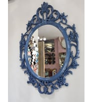 Ayna Denizi Vintage Navy Blue Taç Model Lacivert Renk Dekoratif Ayna