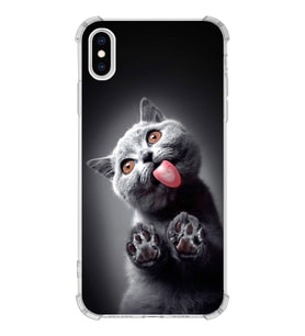 PrintiFy Apple iPhone X Uyumlu Kedi 2 Baskılı Şeffaf Köşe Korumalı Antişok Kılıf