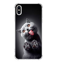 PrintiFy Apple iPhone X Uyumlu Kedi 2 Baskılı Şeffaf Köşe Korumalı Antişok Kılıf