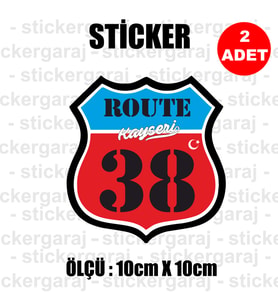 38 kayseri memleket rota gidiş etiket sticker çıkartma - 2 adet - motosiklet araba otomobil kamyon kamyonet cam uyumlu