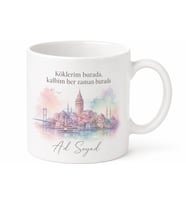Pastel Renkli Memleket Kupası Özel Tasarım Porselen Kupa Bardak Hediye
