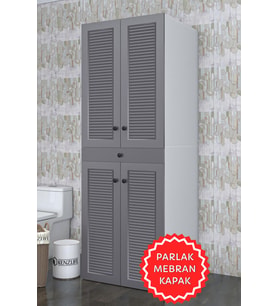 Kenzlife membran çamaşır-kurutma makinesi dolabı el kindi gribyz panjur 187*070*60 mebran kapak suntalam gövde (Beyaz-Gri)