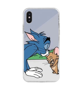 Iphone X ve XS Uyumlu Tom ve Jerry Tasarımlı Şeffaf Telefon Kılıfı