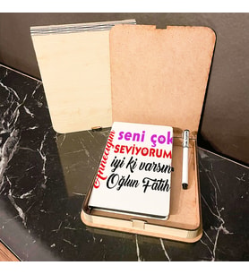 İyi Ki Varsın Annem Ahşap Kutulu Defter Kalem Set