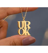 Kişiye Özel 925 Ayar Gümüş Ur Ok Yazılı Kolye (Gold)