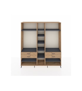 Hyperion Dolap 11 Raflı 4 Çekmeceli 2 Askılı 220x44x243 Çam-Antrasit/Çam