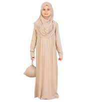Kız Çocuk Namaz Elbisesi – Yumuşak Viskon Giyim Abaya & Hijab + Çanta Seti