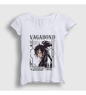 Presmono Kadın Beyaz Musashi Miyamoto Manga Vagabond T-Shirt 492309tt