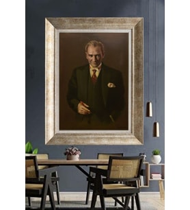 Gümüş Çerçeveli Atatürk Tablo za118