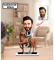 Kişiye Özel At Üstünde Karikatür Biblo - Erkeğe Özel Doğum Günü ve Ofis Hediyesi
