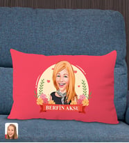 BK Gift Kişiye Özel Anneler Günü Karikatürlü Premium Kumaş Kırmızı Dikdörtgen Kırlent Yastık, Anneler Günü Hediyesi, Ev Dekorasyonu-6