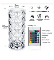 Kristal LED Kumandalı Ve Dokunmatik Masa Lambası
