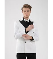 Dufy Ekru Erkek Slim Fit Düz Sivri Yaka Smokin Takım - 92441