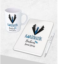 Kişiye Özel  Babalar Günü Hediyesi Defter& Kupa   &Kalem Seti